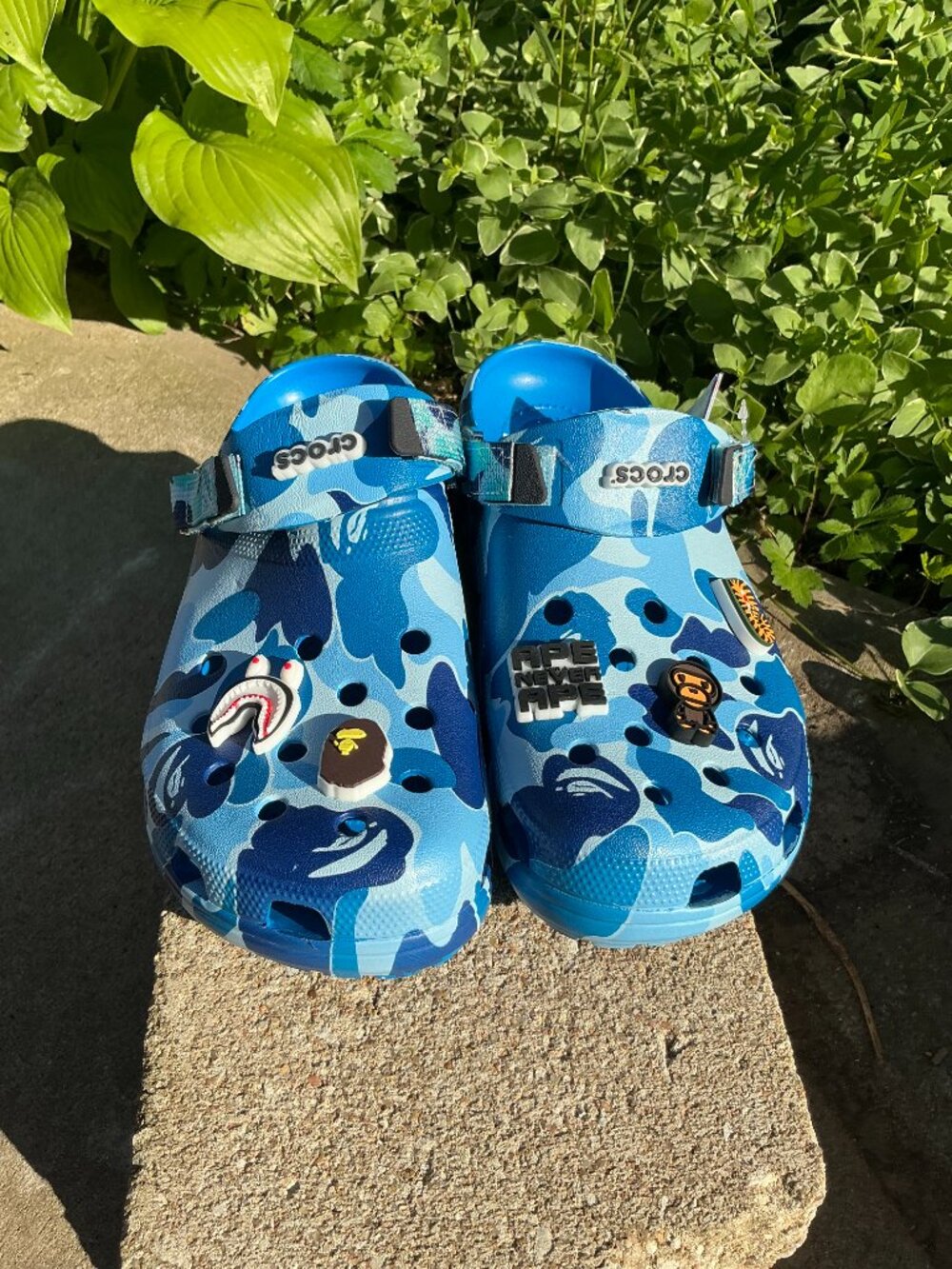 Blue camo Crocs x Bape